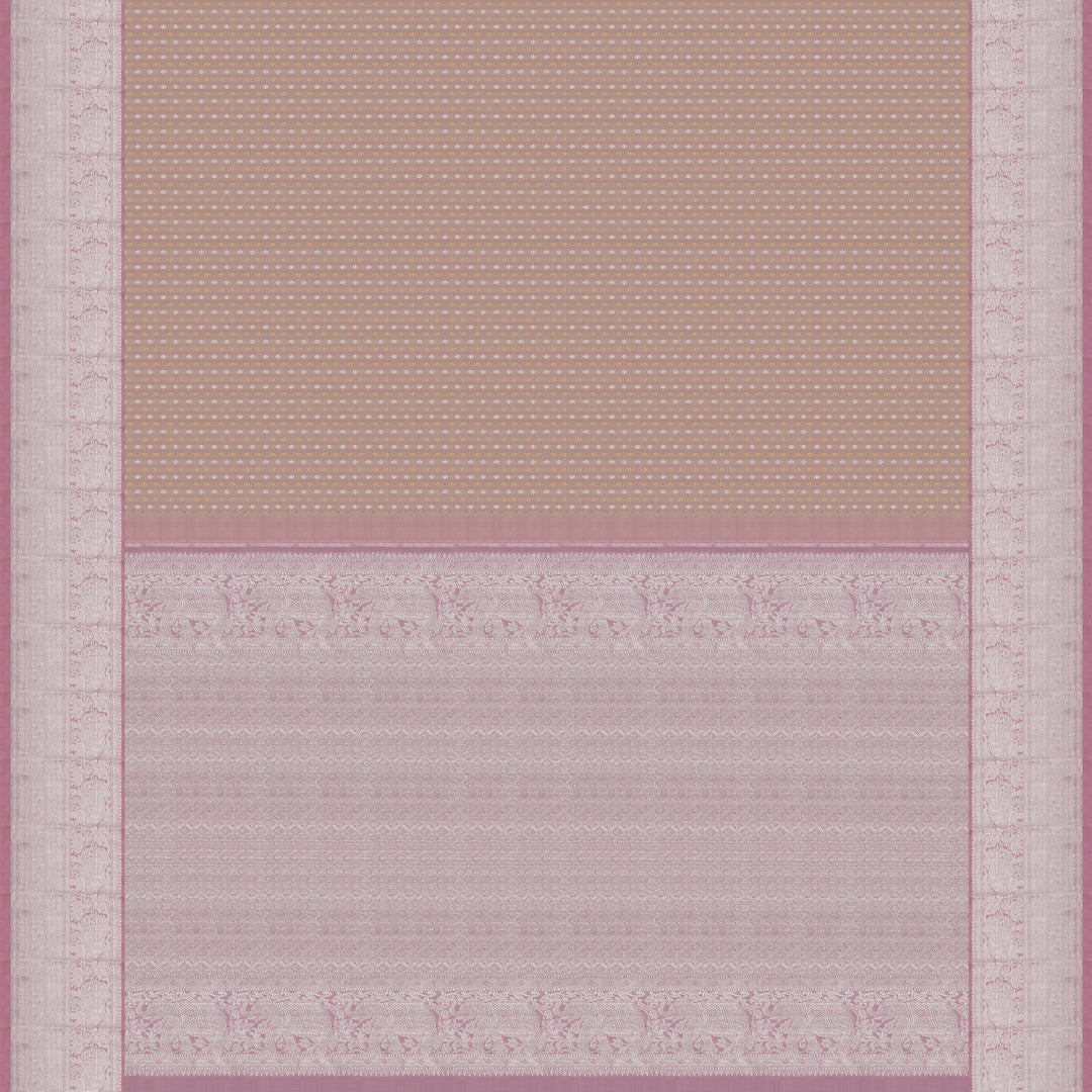 Handwoven Beige with Pink Kanjivaram Silk Saree - 2315T010895DSC