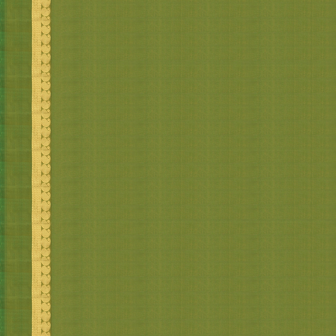 Handwoven Orange with Green Kanjivaram Silk Saree - 2335T011326DSC
