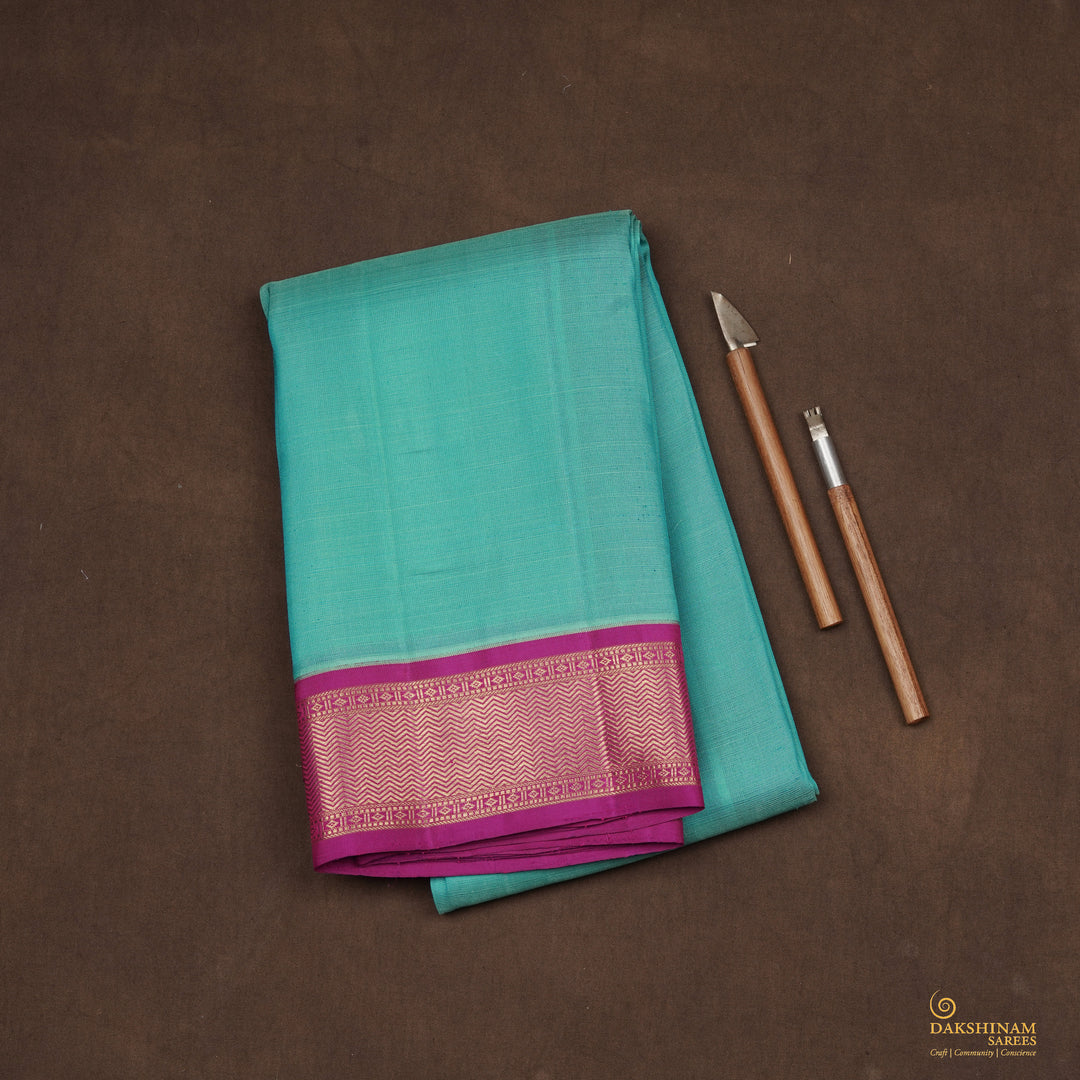 Handwoven Green with Pink Kanjivaram Silk Saree - 2346T011335DSC