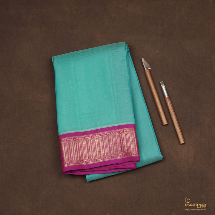 Handwoven Green with Pink Kanjivaram Silk Saree - 2346T011335DSC