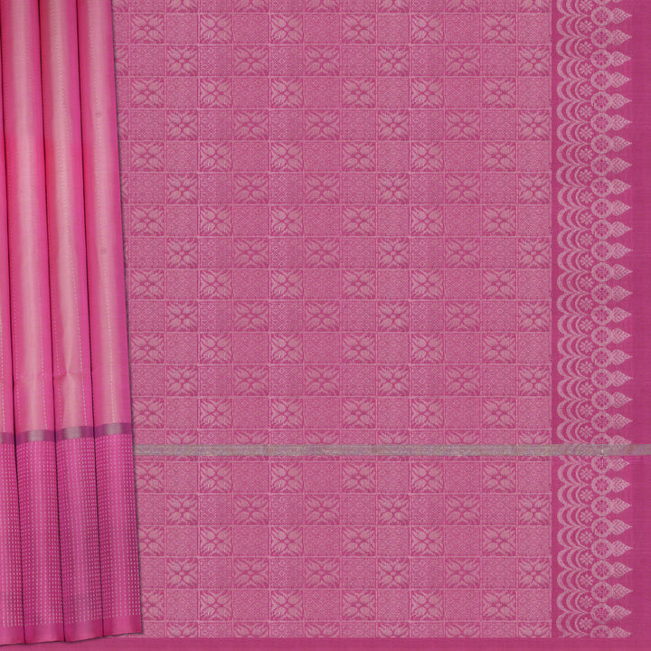 Handwoven Pink with Purple Soft Silk Saree - 2385T011225DSC