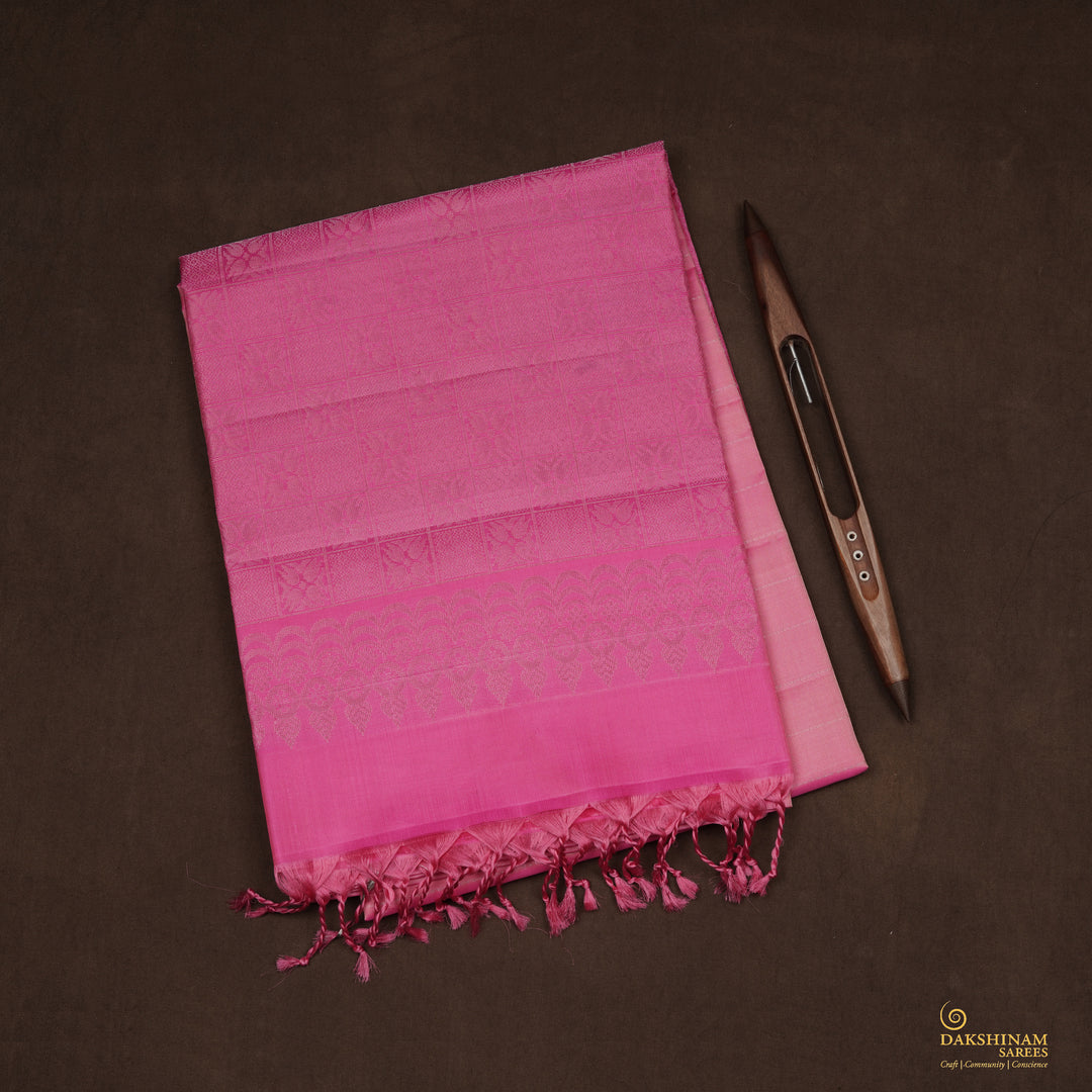 Handwoven Pink with Purple Soft Silk Saree - 2385T011225DSC