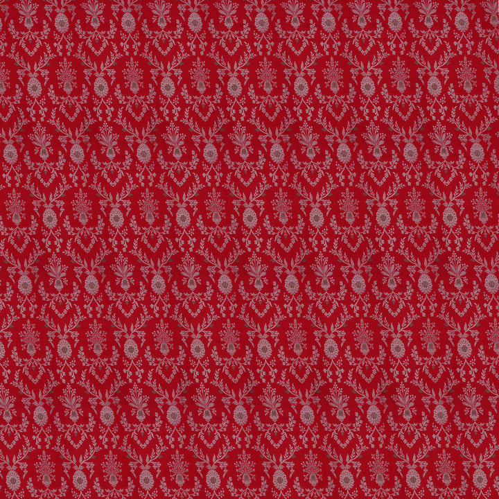 Handwoven Red Banarasi with Satin finish Fabric - 9T001194DSC