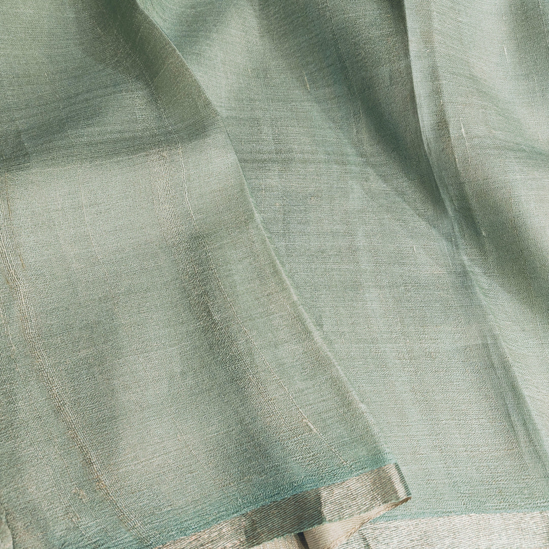 Handwoven Sage green Banarasi Tussar Silk Saree- 2786N027008DSC