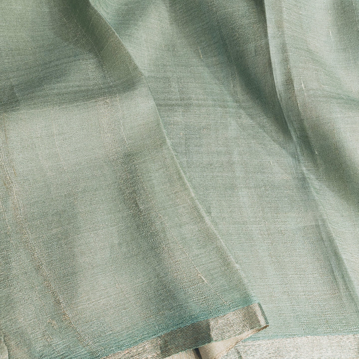 Handwoven Sage green Banarasi Tussar Silk Saree- 2786N027008DSC