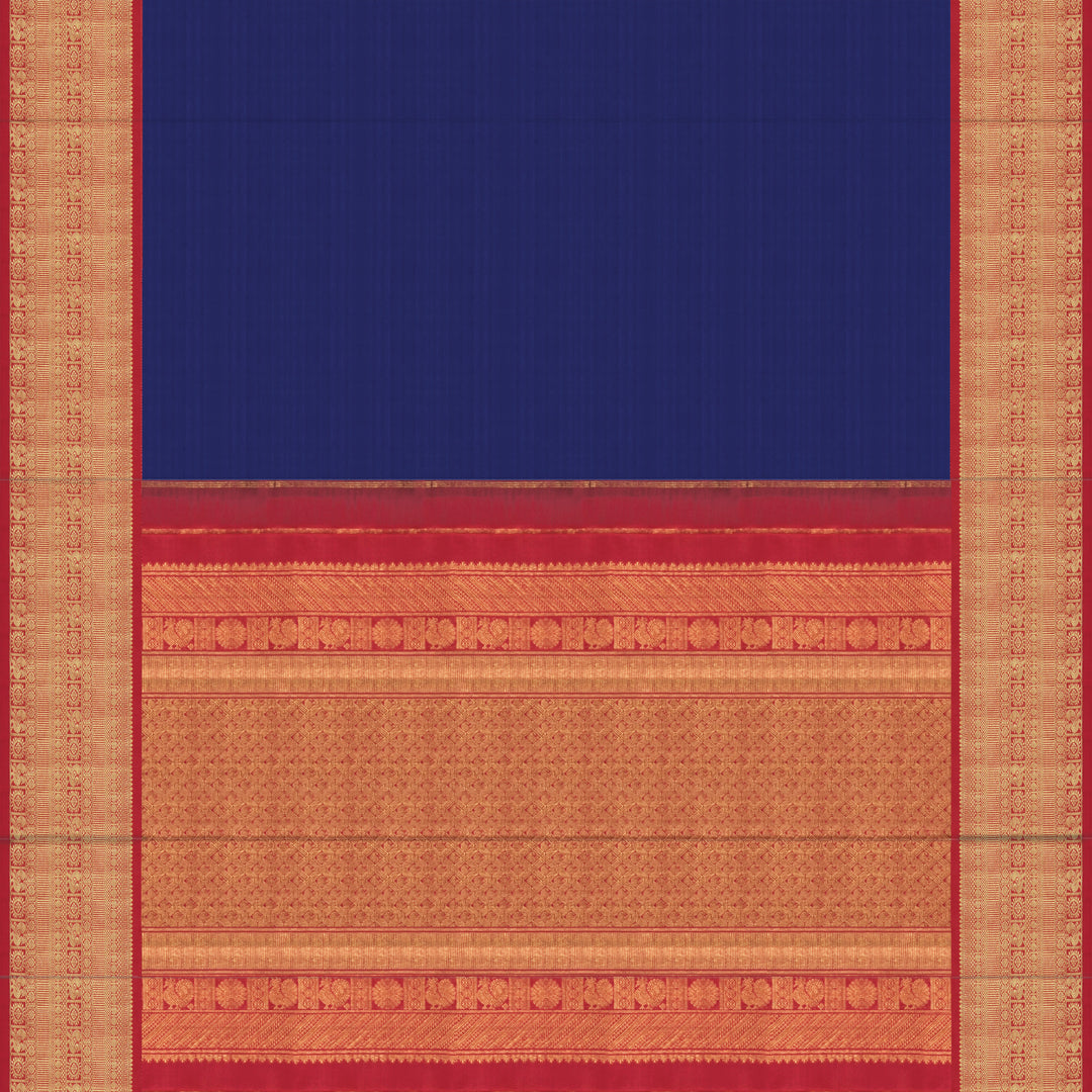 Handwoven Blue with Red Kanjivaram Silk Saree - 2321T005895DSC