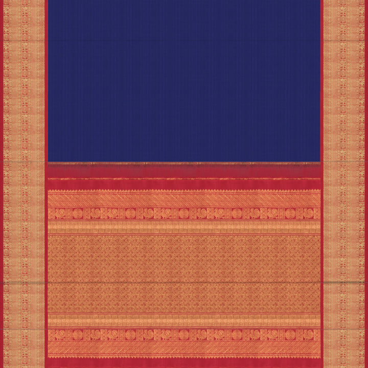 Handwoven Blue with Red Kanjivaram Silk Saree - 2321T005895DSC