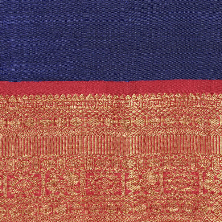 Handwoven Blue with Red Kanjivaram Silk Saree - 2321T005895DSC