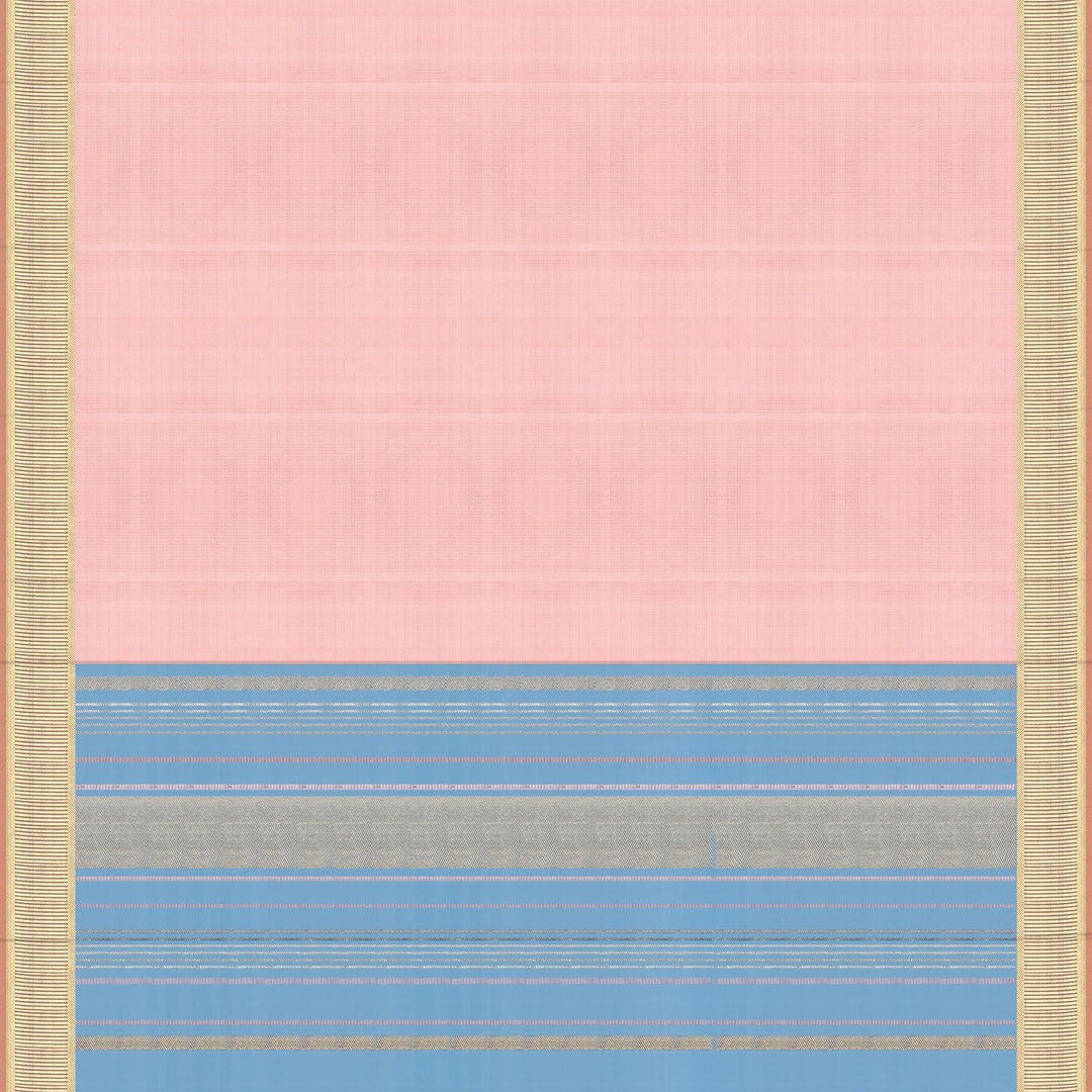 Handwoven Peach with Blue Kanjivaram Silk Saree - 2316T011094DSC
