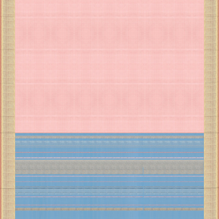 Handwoven Peach with Blue Kanjivaram Silk Saree - 2316T011094DSC