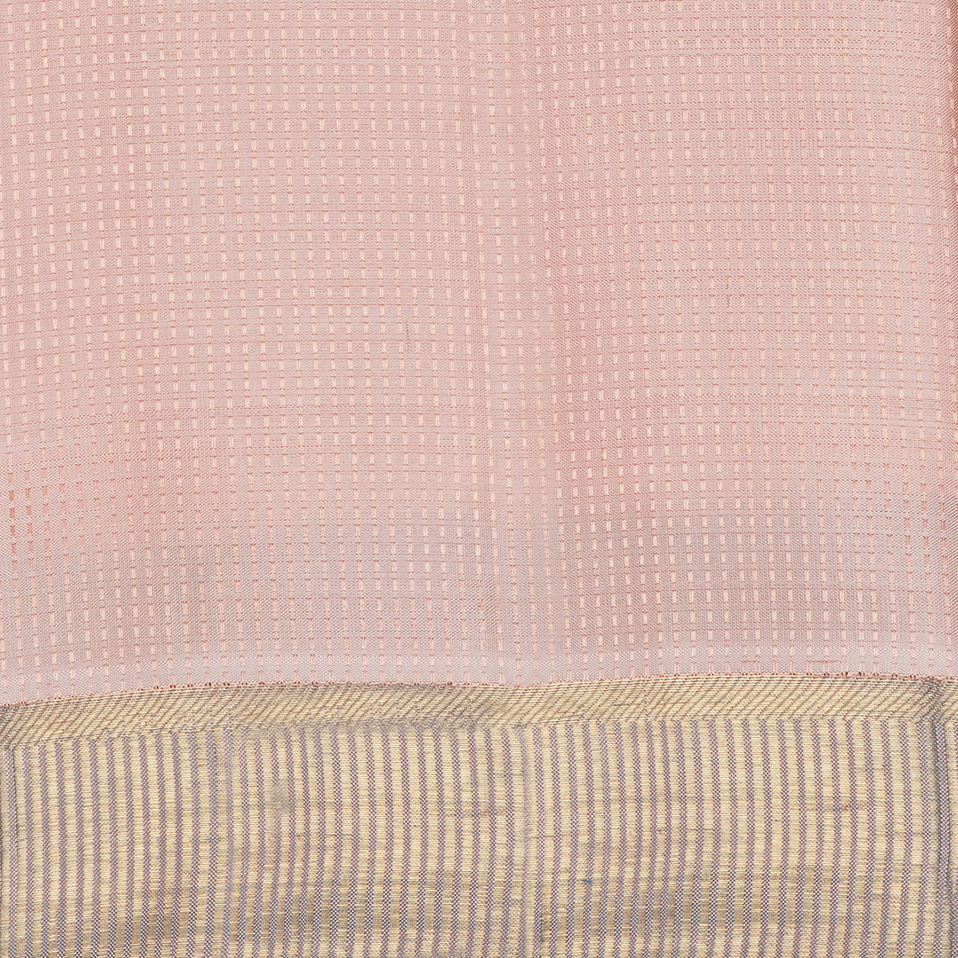 Handwoven Peach with Blue Kanjivaram Silk Saree - 2316T011094DSC