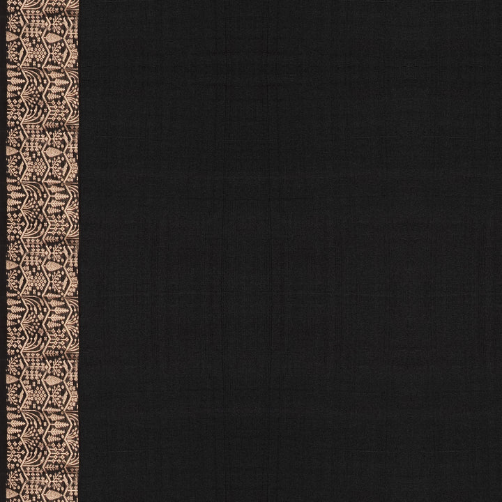 Handwoven Grey with Black Soft Silk Ikat Saree - 2381T011174DSC