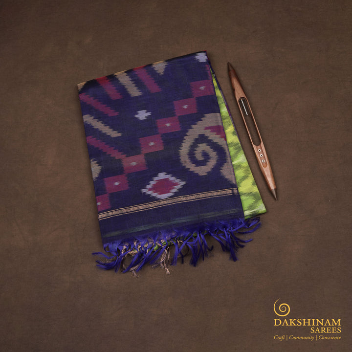 Handwoven Green with Blue Silk Cotton Saree - 2373T011185DSJ