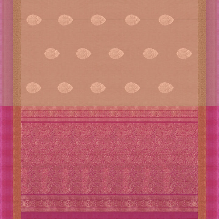 Handwoven Beige with Pink Silk Cotton Saree - 2337T011206DSC