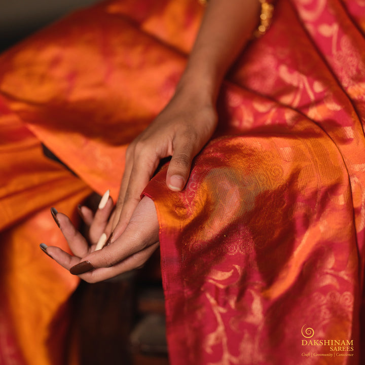 Closeup of  Handwoven Soft Silk Saree