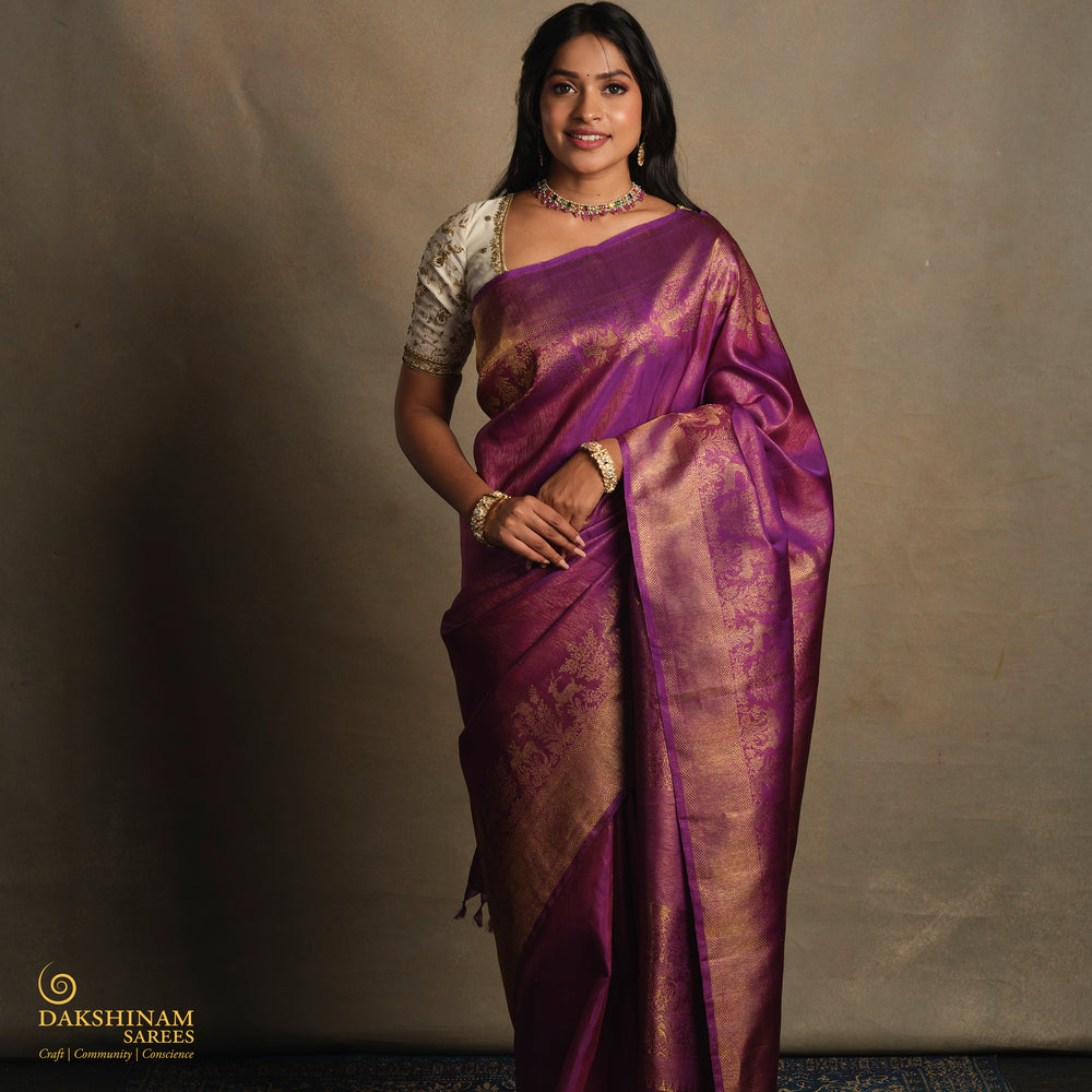 Pleats/body of Handwoven Kanjivaram Silk Saree