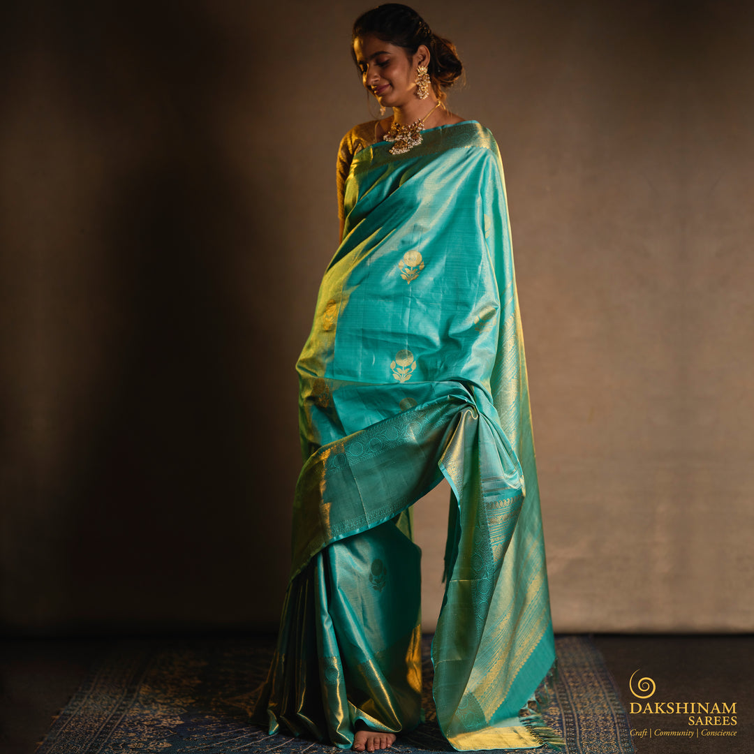 Pallu of Handwoven Kanjivaram Silk Saree