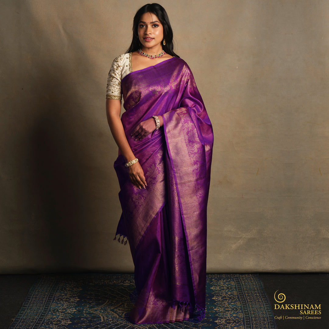 Handwoven Purple Kanjivaram Silk Saree - 2901T014150DSC