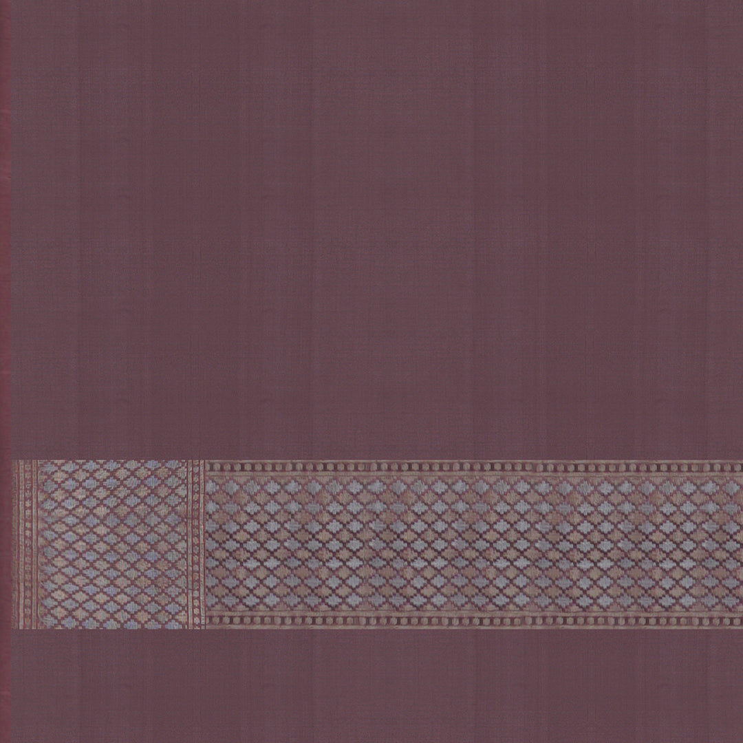 Handwoven Beige with Mauve Banarasi Silk Saree - 1674N021730DSC