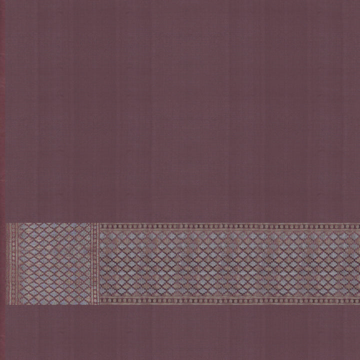 Handwoven Beige with Mauve Banarasi Silk Saree - 1674N021730DSC