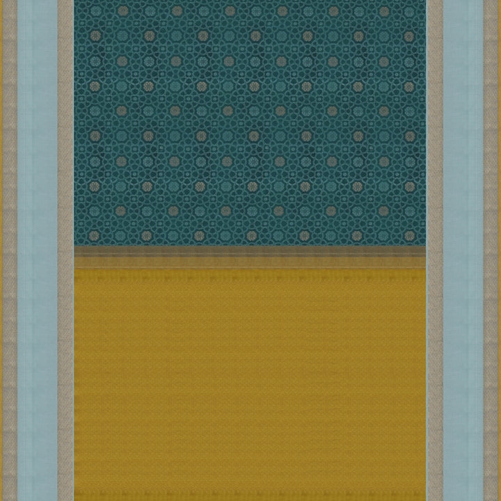 Handwoven Blue with Yellow Kanjivaram Silk Saree - 1718T007212DSC