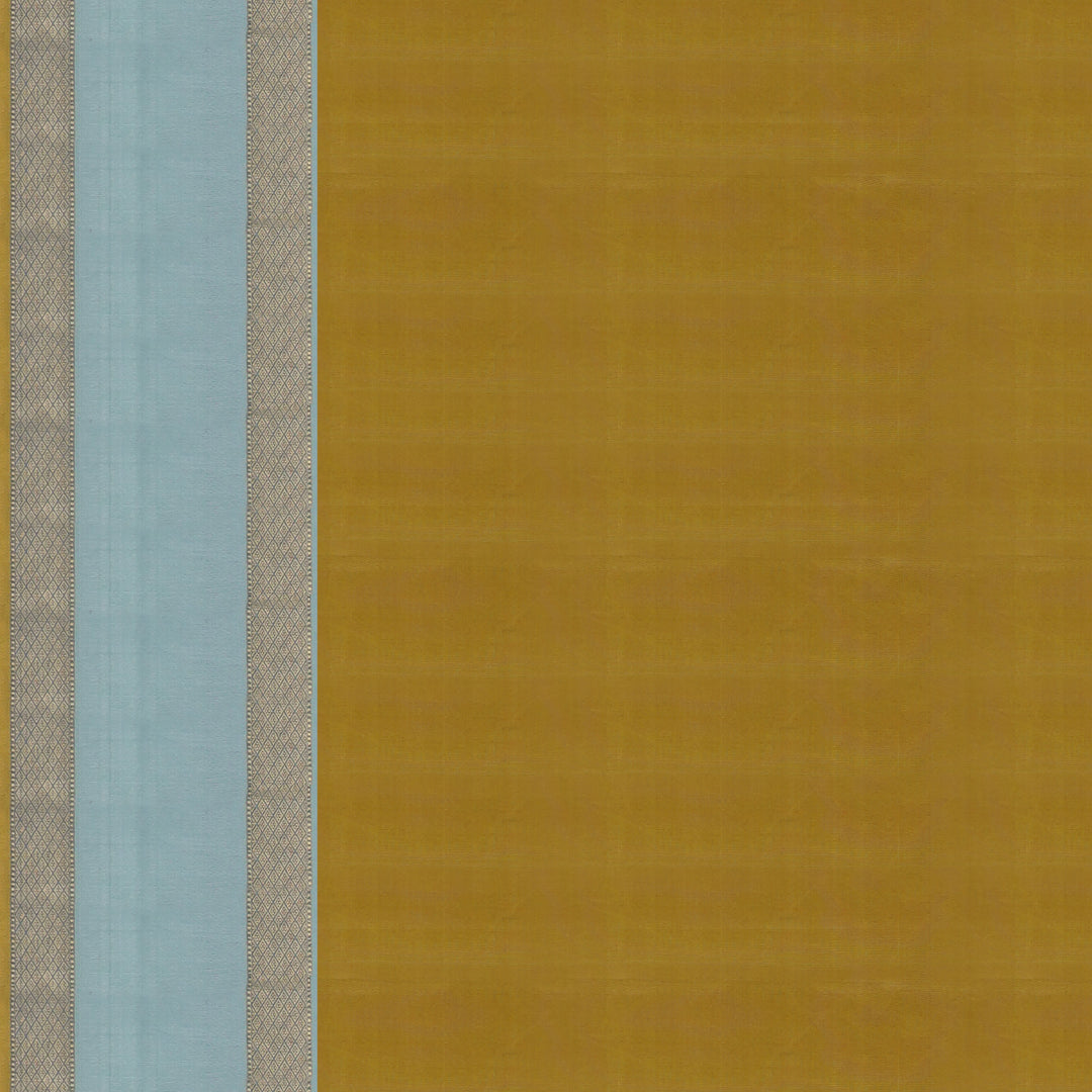 Handwoven Blue with Yellow Kanjivaram Silk Saree - 1718T007212DSC