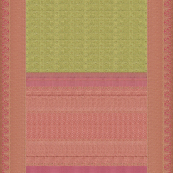 Handwoven Green with Pink Kanjivaram Silk Saree - 1705T005932DSC