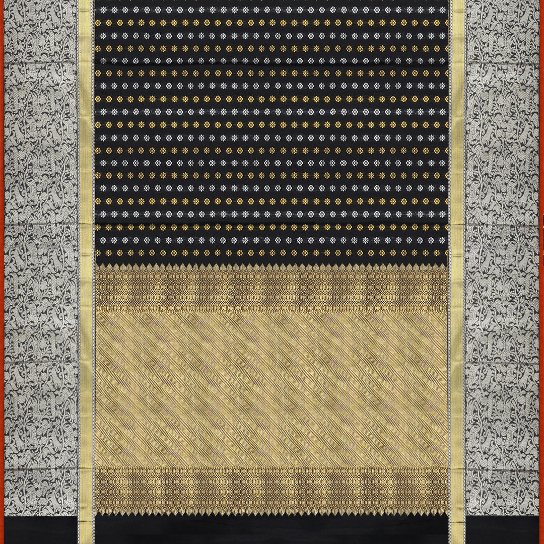 Handwoven Black Kanjivaram Silk Saree - 1049T002919DSC - Full View