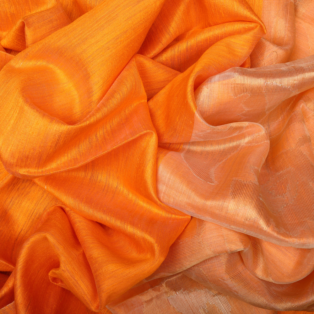 Handwoven Orange with Beige Matka Silk Saree -793T001053DSC - Fabric View
