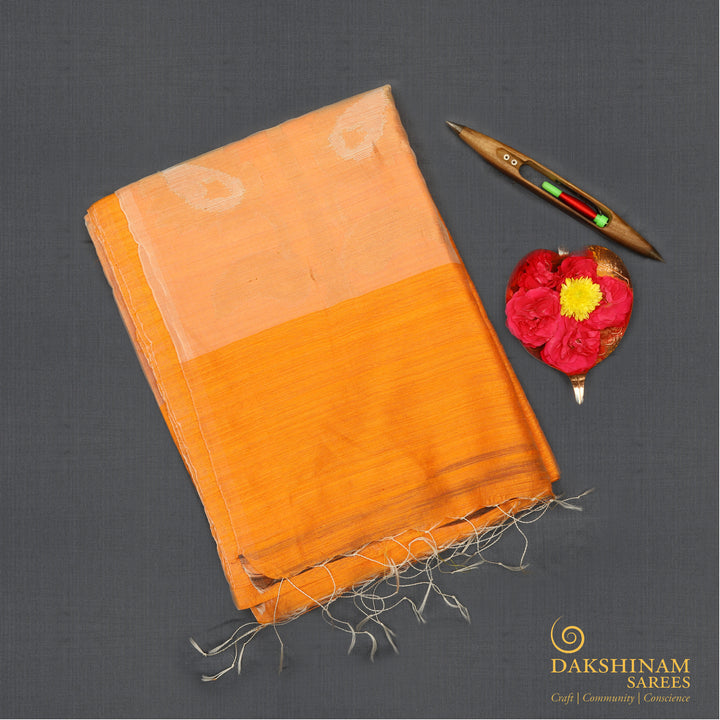 Handwoven Orange with Beige Matka Silk Saree -793T001053DSC