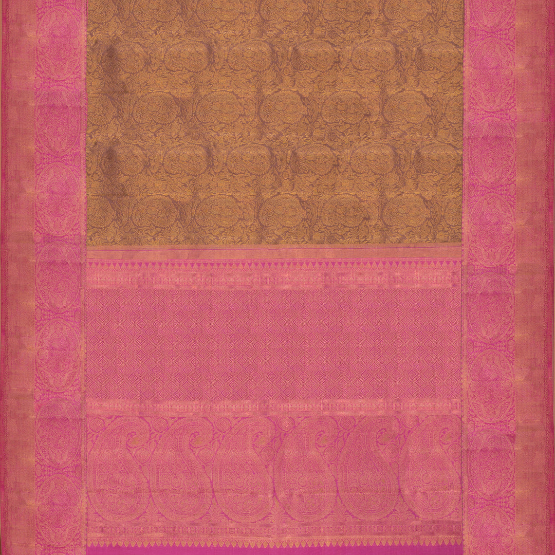 Handwoven Mauve with Pink Kanjivaram Silk Saree - 9T001367DSC - Full View