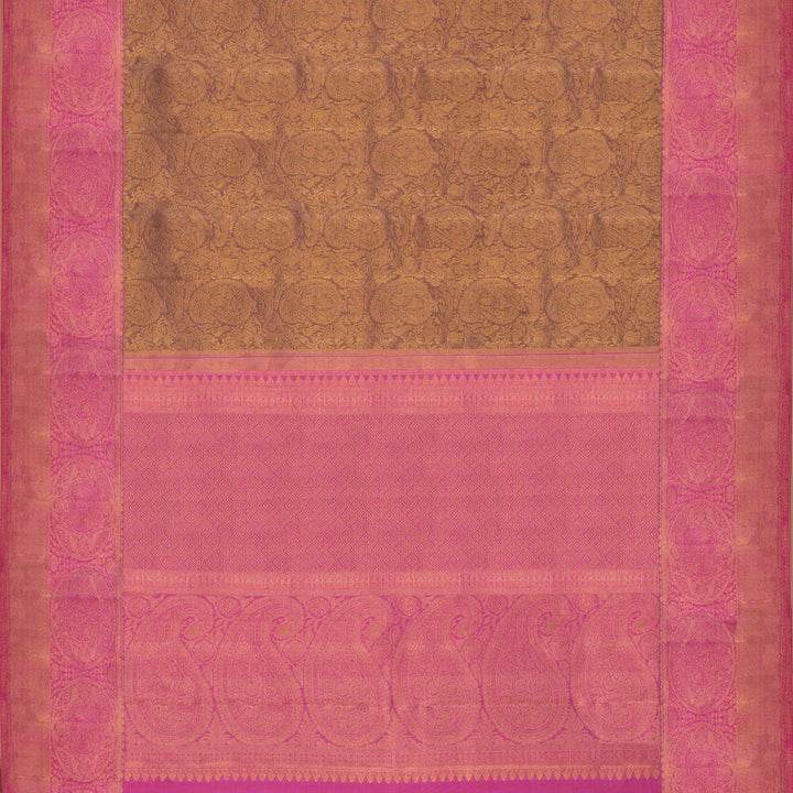 Handwoven Mauve with Pink Kanjivaram Silk Saree - 9T001367DSC - Full View