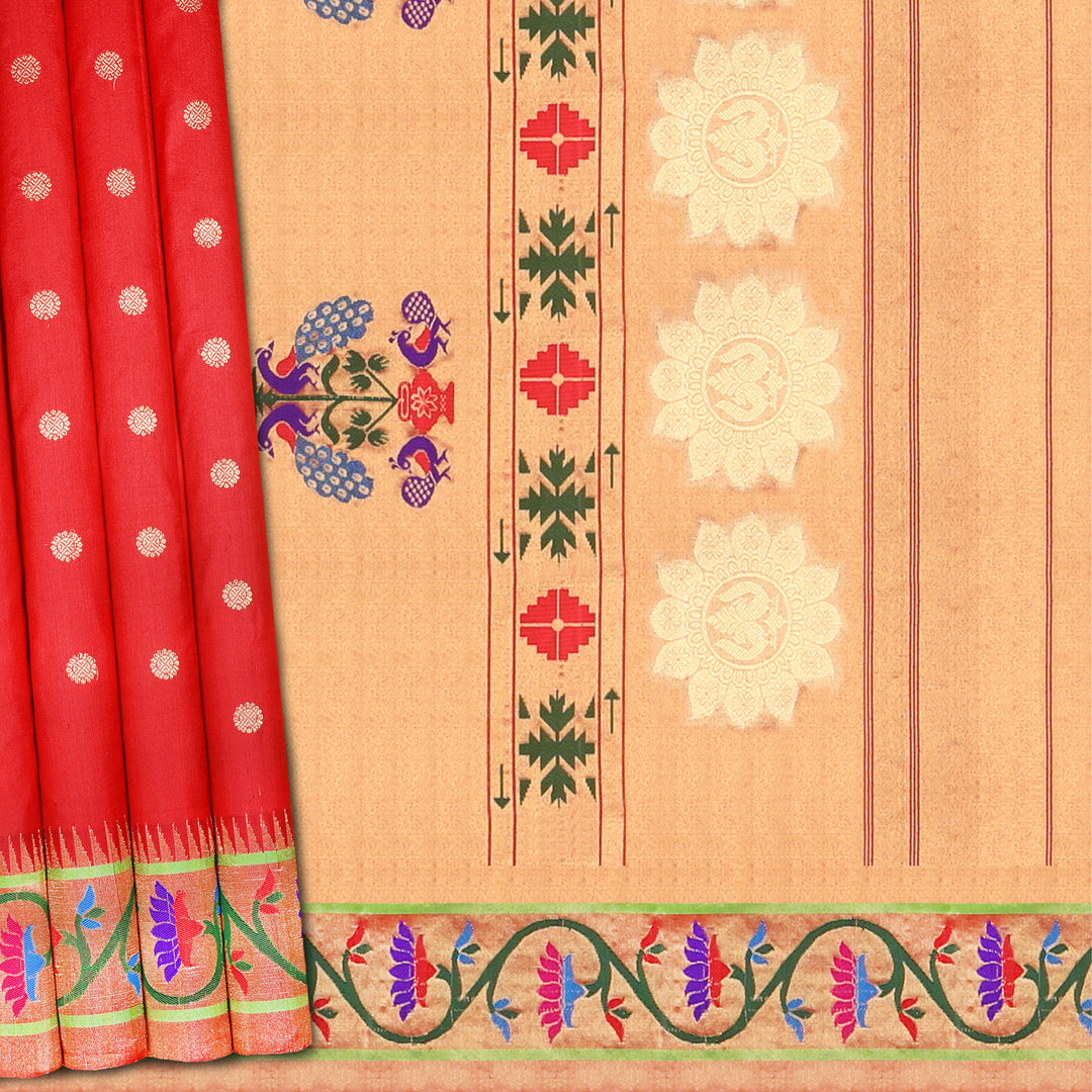 Handwoven Red with Maroon tissue Gadwal Silk Saree - 855T003457DSC - Cover View
