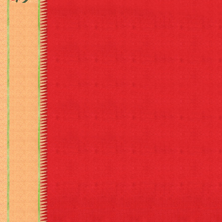 Handwoven Red with Maroon tissue Gadwal Silk Saree - 855T003457DSC - Blouse View