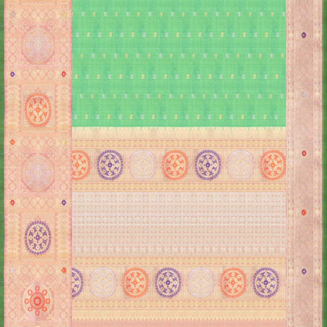 Handwoven Green with Pink Gadwal Silk Saree - 841T003450DSC - Full View