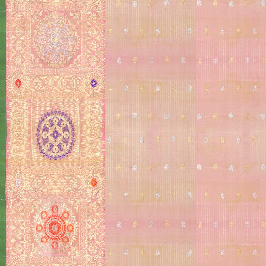 Handwoven Green with Pink Gadwal Silk Saree - 841T003450DSC - Blouse View