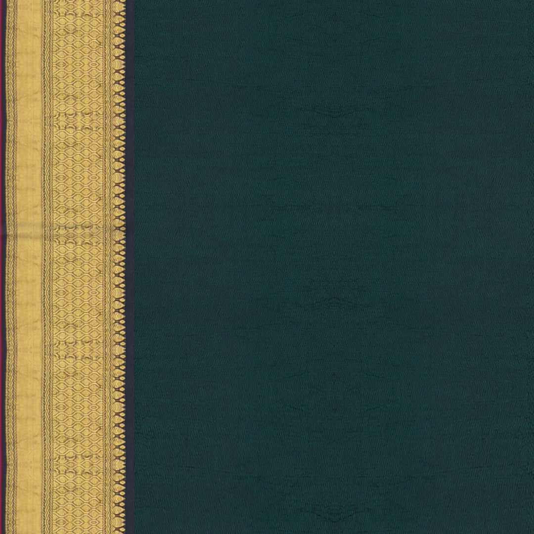 Handwoven Beige with Green Kalamkari Kanjivaram Silk Saree - 1612T005190DSC