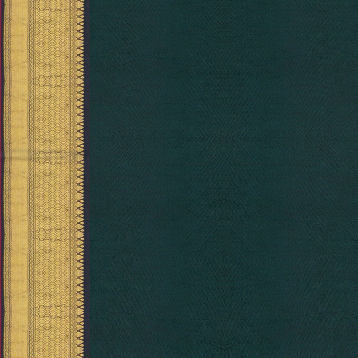 Handwoven Beige with Green Kalamkari Kanjivaram Silk Saree - 1612T005190DSC