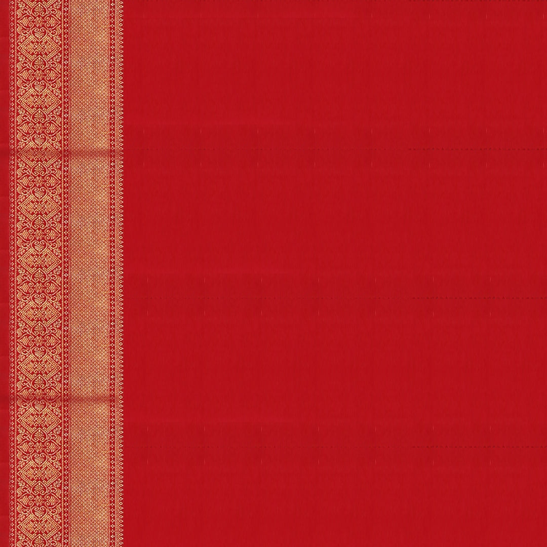 Handwoven Yellow with Maroon Kanjivaram Silk Saree - 1352T004366DSC - Blouse View
