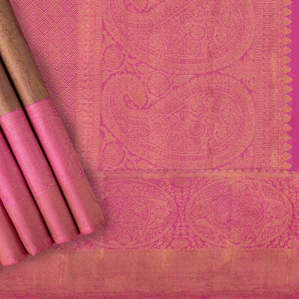 Handwoven Mauve with Pink Kanjivaram Silk Saree - 9T001367DSC - Cover View