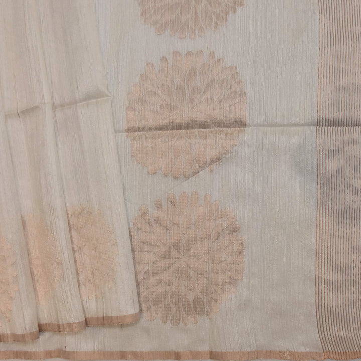 Handwoven White Dhakai Matka Silk Saree - 324N013281DSS - Cover View